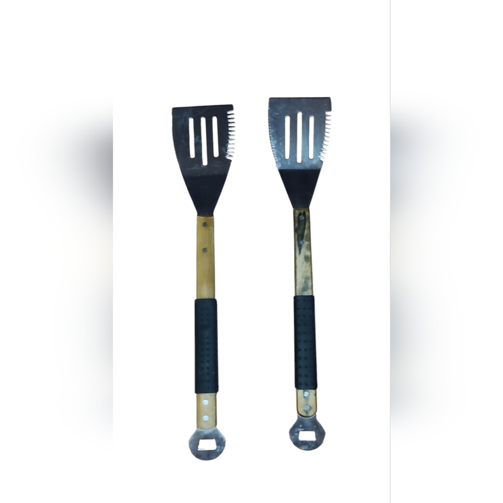 Stainless Steel BBQ Spatula Set with Black Handles